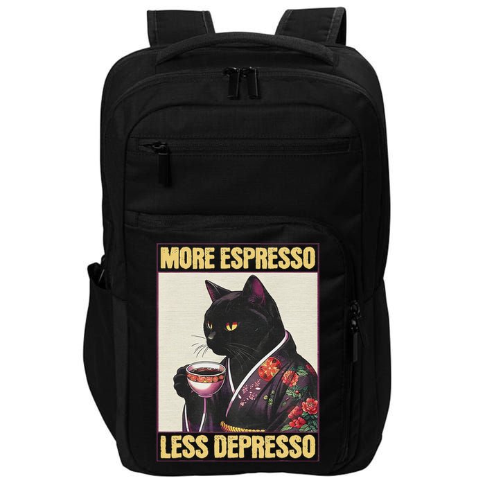 More Espresso Less Depresso Kimono Cat Japanese Art Impact Tech Backpack