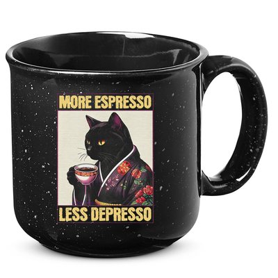 More Espresso Less Depresso Kimono Cat Japanese Art 15oz Campfire Ceramic Mug