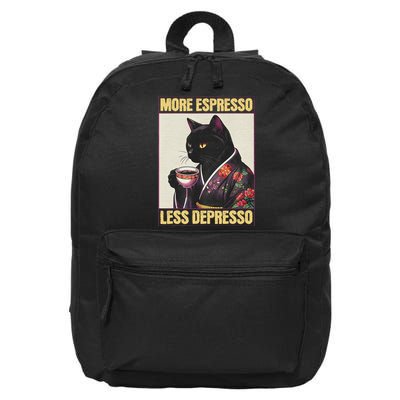 More Espresso Less Depresso Kimono Cat Japanese Art 16 in Basic Backpack