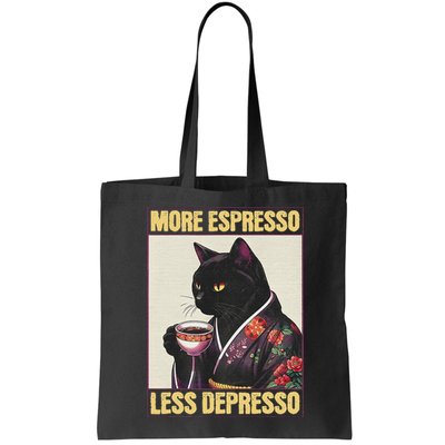 More Espresso Less Depresso Kimono Cat Japanese Art Bag