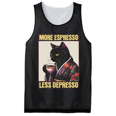 More Espresso Less Depresso Kimono Cat Japanese Art Mesh Reversible Basketball Jersey Tank