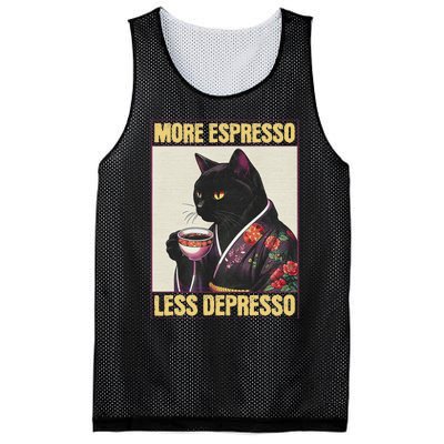 More Espresso Less Depresso Kimono Cat Japanese Art Mesh Reversible Basketball Jersey Tank