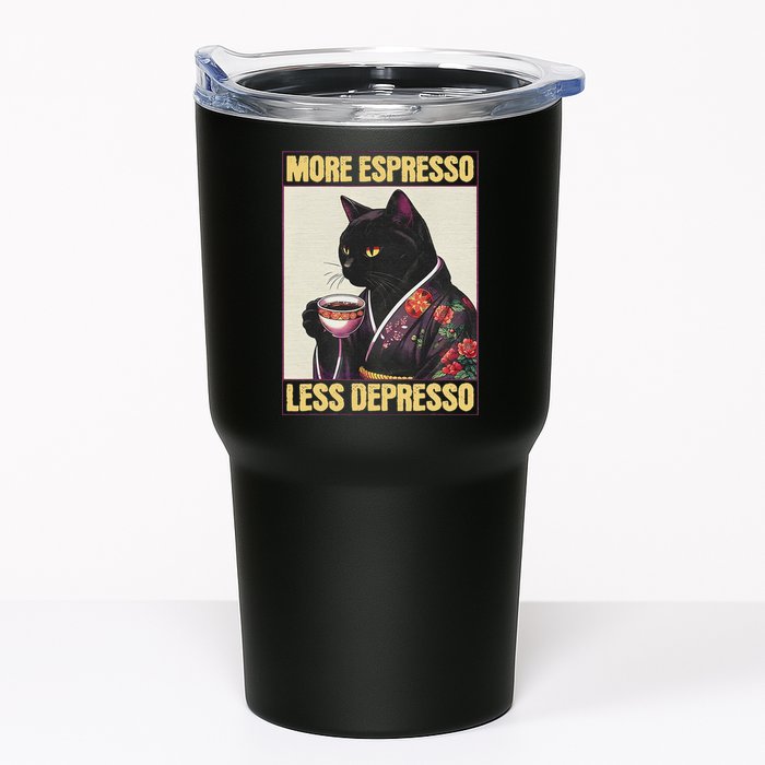 More Espresso Less Depresso Kimono Cat Japanese Art Tumbler