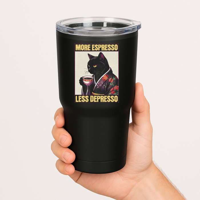 More Espresso Less Depresso Kimono Cat Japanese Art Tumbler