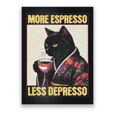 More Espresso Less Depresso Kimono Cat Japanese Art Poster