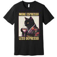 More Espresso Less Depresso Kimono Cat Japanese Art Premium T-Shirt