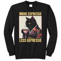 More Espresso Less Depresso Kimono Cat Japanese Art Tall Sweatshirt