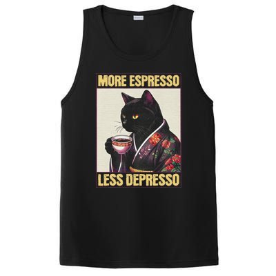 More Espresso Less Depresso Kimono Cat Japanese Art PosiCharge Competitor Tank