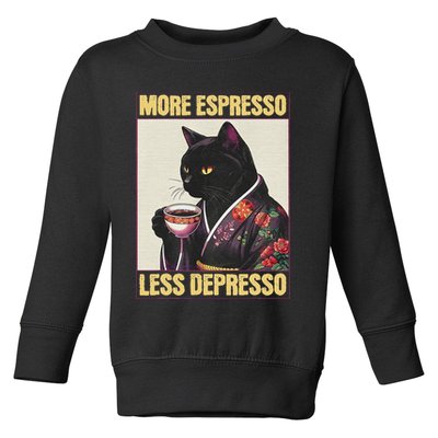 More Espresso Less Depresso Kimono Cat Japanese Art Toddler Sweatshirt