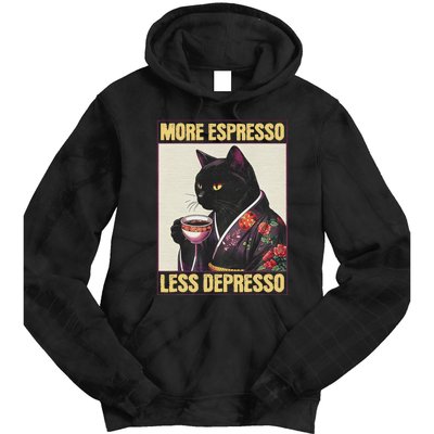 More Espresso Less Depresso Kimono Cat Japanese Art Tie Dye Hoodie