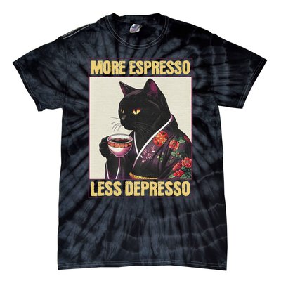 More Espresso Less Depresso Kimono Cat Japanese Art Tie-Dye T-Shirt