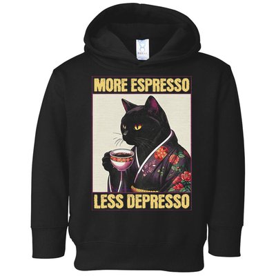 More Espresso Less Depresso Kimono Cat Japanese Art Toddler Hoodie