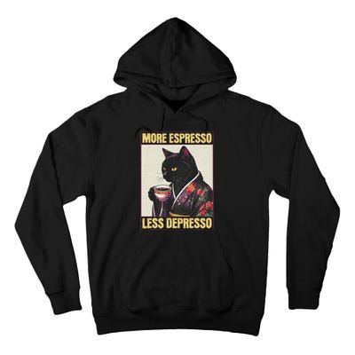 More Espresso Less Depresso Kimono Cat Japanese Art Tall Hoodie