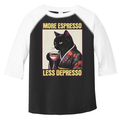 More Espresso Less Depresso Kimono Cat Japanese Art Toddler Fine Jersey T-Shirt