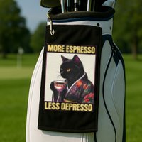 More Espresso Less Depresso Kimono Cat Japanese Art Golf Towel