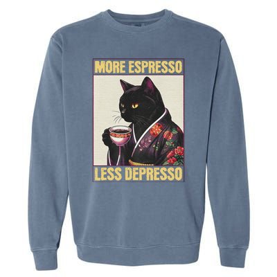 More Espresso Less Depresso Kimono Cat Japanese Art Garment-Dyed Sweatshirt