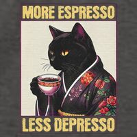 More Espresso Less Depresso Kimono Cat Japanese Art Vector Backpack