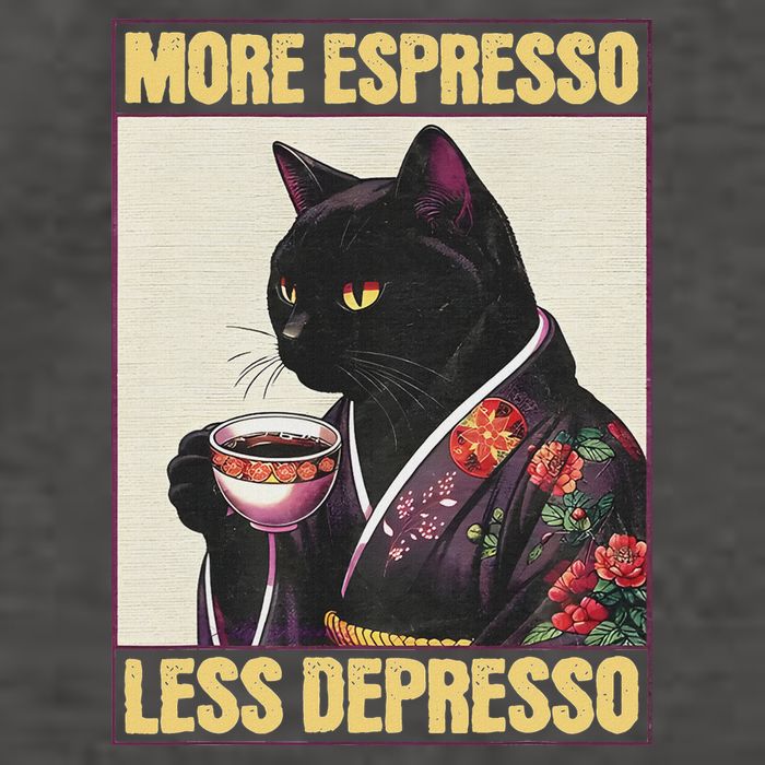 More Espresso Less Depresso Kimono Cat Japanese Art Vector Backpack