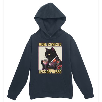 More Espresso Less Depresso Kimono Cat Japanese Art Urban Pullover Hoodie