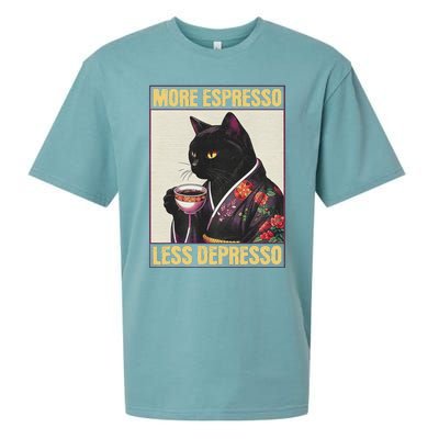 More Espresso Less Depresso Kimono Cat Japanese Art Sueded Cloud Jersey T-Shirt