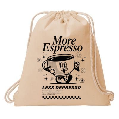 More Espresso Less Depresso Funny Coffee Drawstring Bag