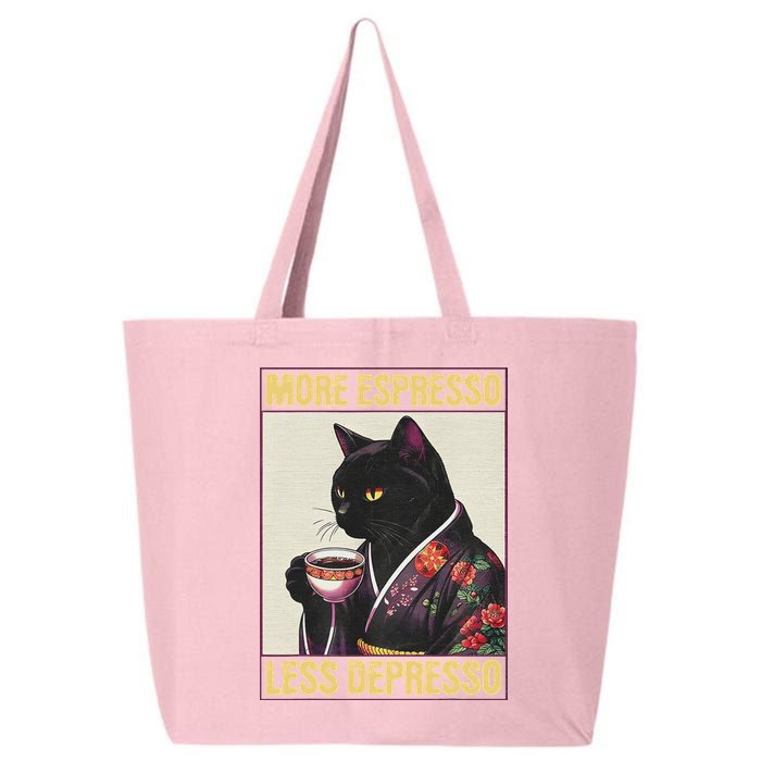 More Espresso Less Depresso Kimono Cat Japanese 25L Jumbo Tote