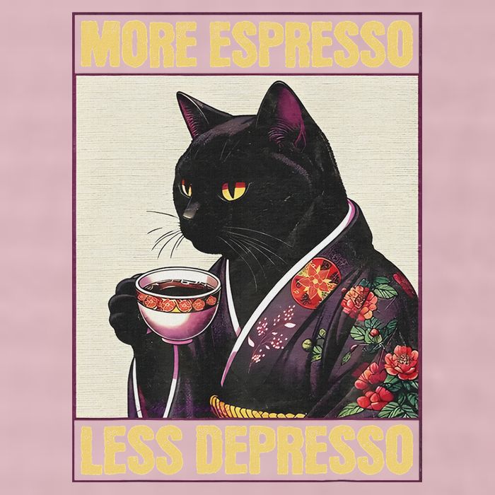 More Espresso Less Depresso Kimono Cat Japanese 25L Jumbo Tote
