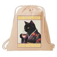 More Espresso Less Depresso Kimono Cat Japanese Drawstring Bag