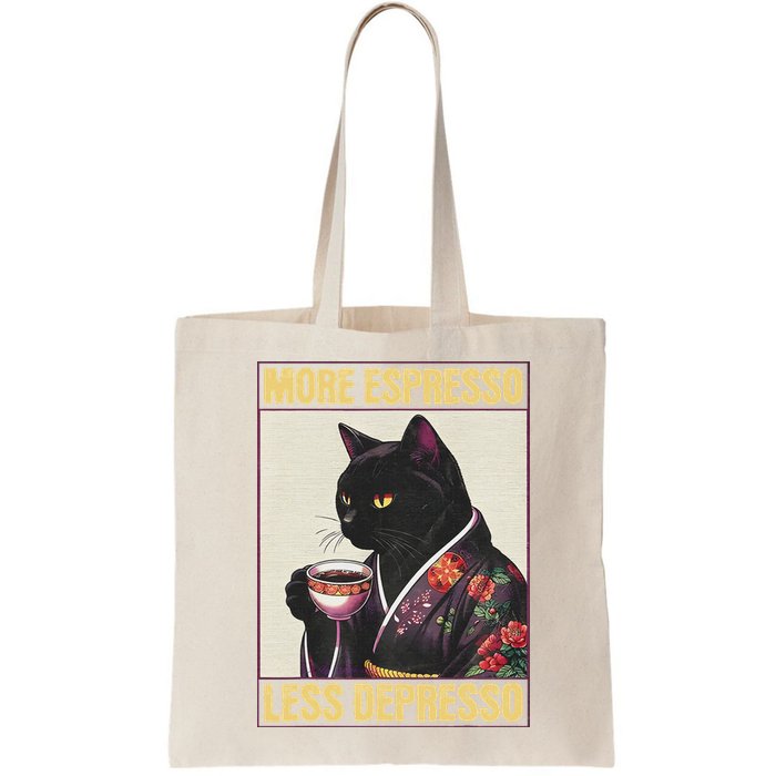 More Espresso Less Depresso Kimono Cat Japanese Bag