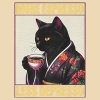 More Espresso Less Depresso Kimono Cat Japanese Bag