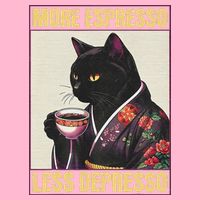 More Espresso Less Depresso Kimono Cat Japanese Long Sleeve Shirt
