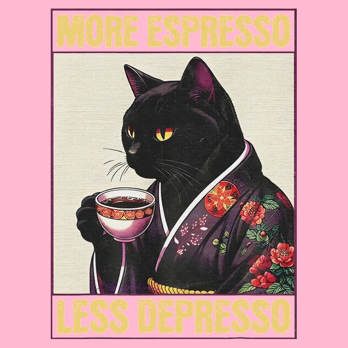 More Espresso Less Depresso Kimono Cat Japanese Long Sleeve Shirt