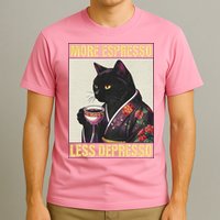 More Espresso Less Depresso Kimono Cat Japanese T-Shirt