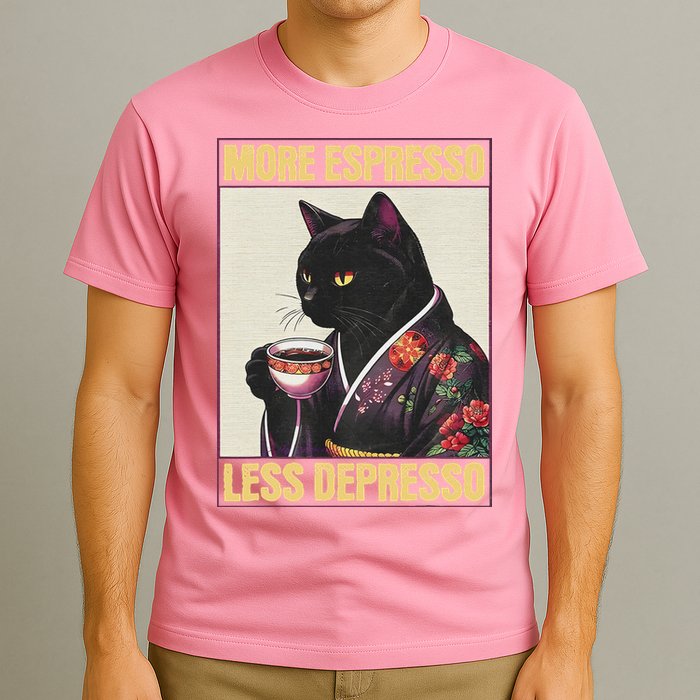 More Espresso Less Depresso Kimono Cat Japanese T-Shirt