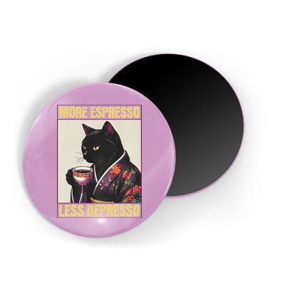 More Espresso Less Depresso Kimono Cat Japanese Magnet