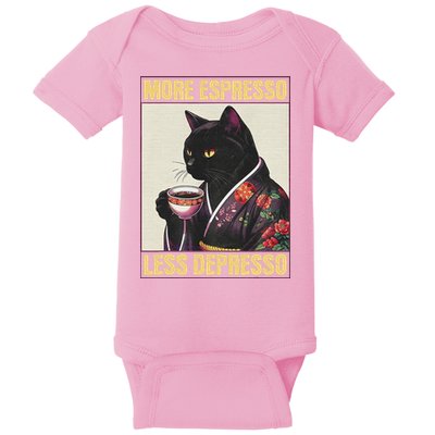 More Espresso Less Depresso Kimono Cat Japanese Baby Bodysuit