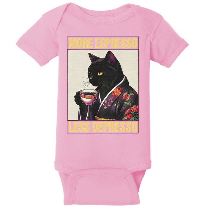 More Espresso Less Depresso Kimono Cat Japanese Baby Bodysuit