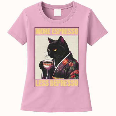 More Espresso Less Depresso Kimono Cat Japanese Womens T-Shirt
