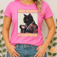 More Espresso Less Depresso Kimono Cat Japanese Womens T-Shirt