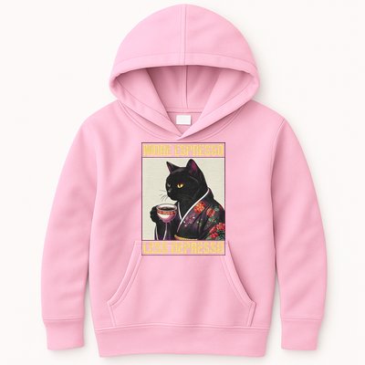More Espresso Less Depresso Kimono Cat Japanese Kids Hoodie