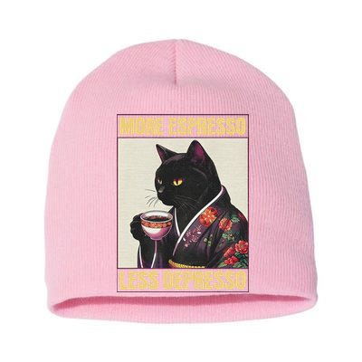 More Espresso Less Depresso Kimono Cat Japanese Short Acrylic Beanie