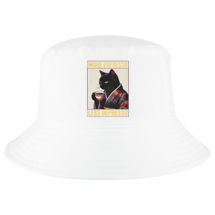 More Espresso Less Depresso Kimono Cat Japanese Cool Comfort Performance Bucket Hat