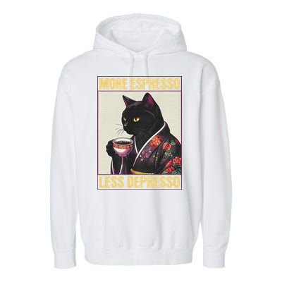 More Espresso Less Depresso Kimono Cat Japanese Garment-Dyed Fleece Hoodie