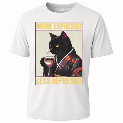 More Espresso Less Depresso Kimono Cat Japanese Cooling Performance Crew T-Shirt