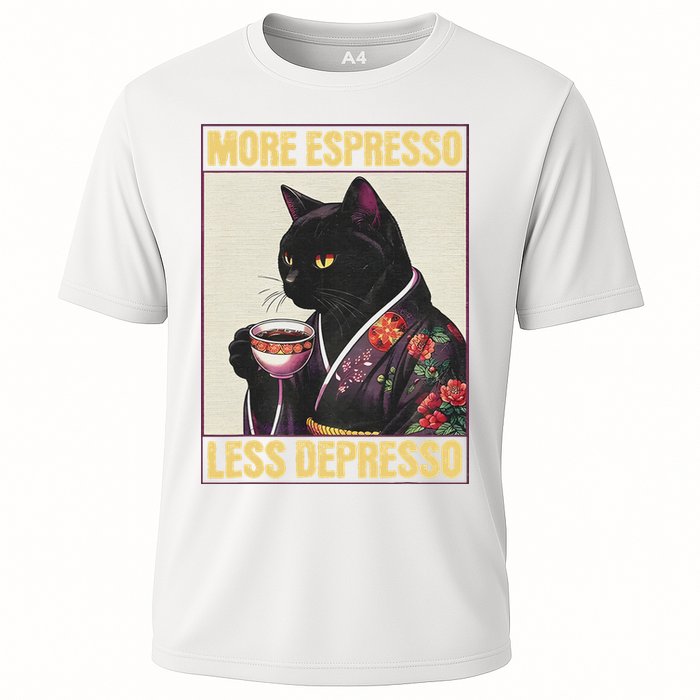 More Espresso Less Depresso Kimono Cat Japanese Cooling Performance Crew T-Shirt
