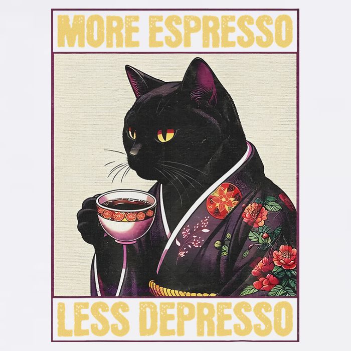 More Espresso Less Depresso Kimono Cat Japanese Cooling Performance Crew T-Shirt