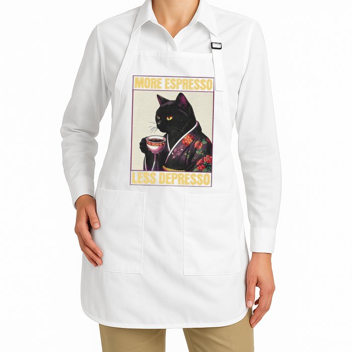 More Espresso Less Depresso Kimono Cat Japanese Apron