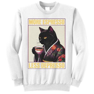 More Espresso Less Depresso Kimono Cat Japanese Sweatshirt