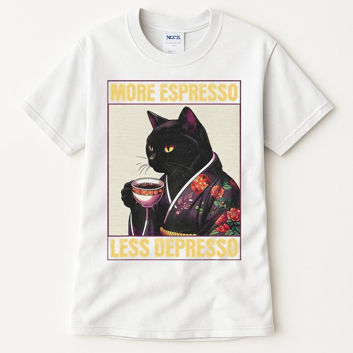 More Espresso Less Depresso Kimono Cat Japanese Tall T-Shirt