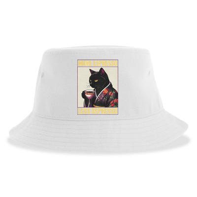 More Espresso Less Depresso Kimono Cat Japanese Sustainable Bucket Hat